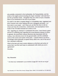  Page two of a letter from Roy Alexander to Glenn T. Seaborg discussing information provided by Dr. Seaborg concerning the Lanthanides and Actinides.